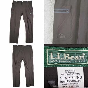 LL Bean Cargo Pants Men's Size 40x34 Dark Gray Straight Leg Nylon Flat Front